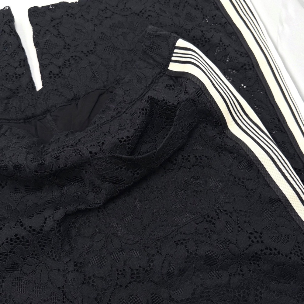 NWT Anthropologie Maeve Brooklin Lace Track Pants M Black $158 Sporty Stripe - Picture 4 of 11